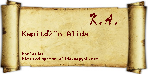 Kapitán Alida névjegykártya